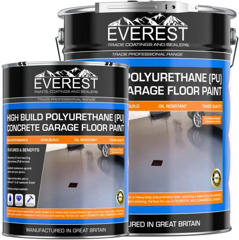 Everest Trade - High Build Polyurethane (PU) Resin Based Garage Floor Paint (JCB Yellow, 5 Liters)