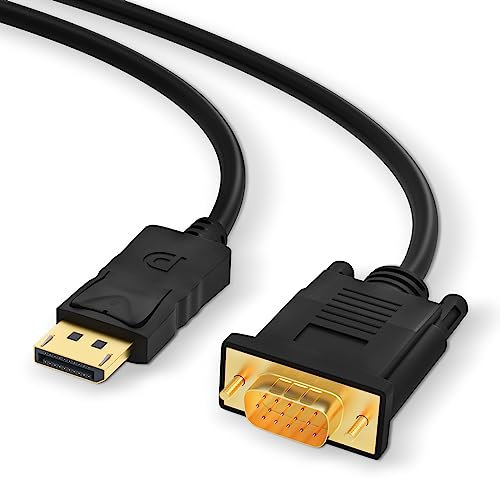 Câble DisplayPort vers VGA, adaptateur DisplayPort vers VGA, double mode 1080p Full HD Display Port vers VGA (mâle vers mâle) pour Lenovo/Dell/HP/ASUS et autres marques (1 m)
