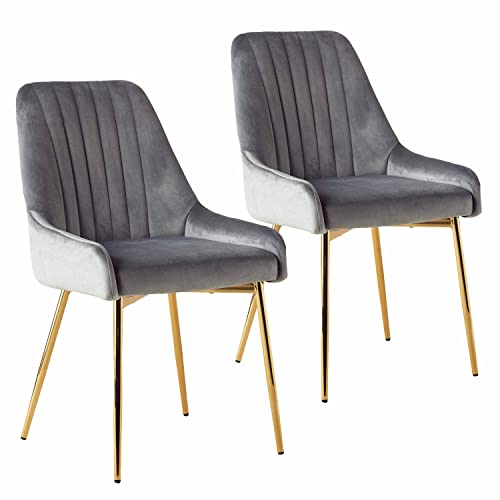 Sepnine Esszimmerstühle 2er Set, Essstuhl, Polsterstuhl mit goldenen Metallbeinen, Samt Küchenstuhl, komfortabler Esszimmermöbel, ergonomische Dining Chairs