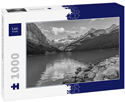 Lais Puzzle Lake Louise bei Sonnenuntergang. Banff National Park. Alberta. Kanada in schwarz weiß 1000 Teile