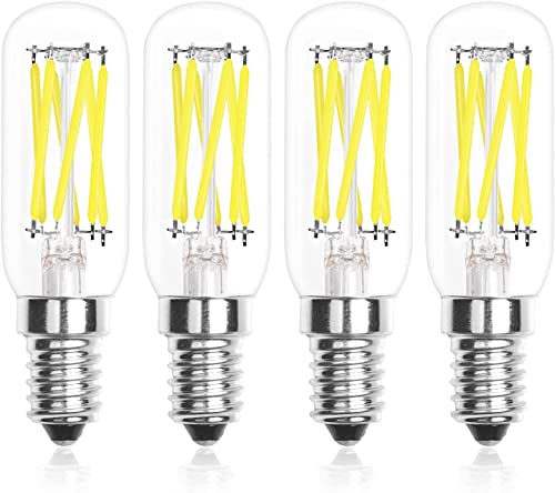 Cooker Hood Light Bulbs, Dimmable 4.0W E14 Extractor Fan Bulb T25 Tubular Filament SES LED Appliance Lamp 40W E14 Cooker Hood Bulb Replacement for Oven Hood Bulb Cool White 6000K(4-Pack)