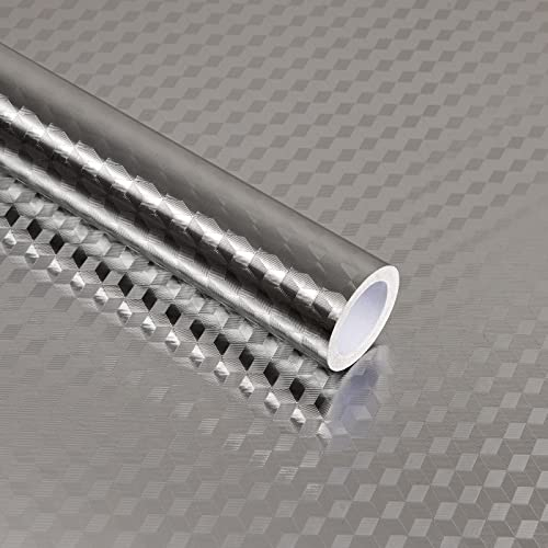 Abyssaly Oil Proof Sticker Self Adhesive Wallpaper Viny Wrap Aluminum Silver Foil 40cm X 1000cm Waterproof Sticky Back Plastic Roll for Kitchen Drawer Liners Shelf Liner Cupboard Backsplash