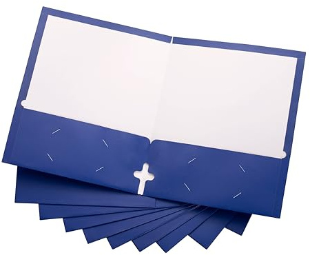 10 Pack Two Pocket Folders, Blue, Strong Thick Paper Folders, for Letter Size, by ACTIVITYya