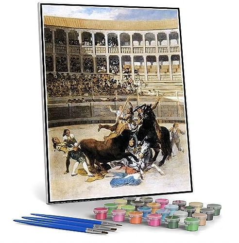 Kits de pintura por números para adultos y niños, Picador atrapado por el toro, pintura por Francisco Goya, pintura por números, kits sobre lienzo
