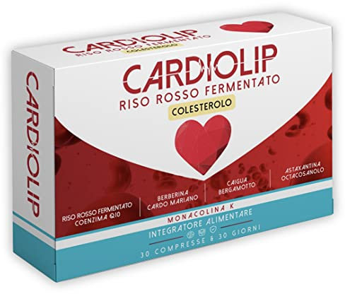 CARDIOLIP® | Riso Rosso Fermentato Colesterolo | Riso Rosso | 8 ingredienti attivi tra cui: Coenzima Q10, Berberina, Caigua, Astaxantina, Shitake | 30 CPR