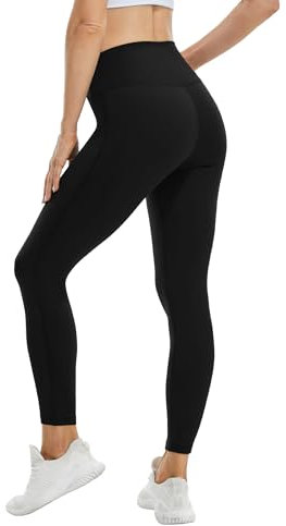 Friptspyg Damen Hose Scrunch Yogahose Leggings V High Waist Tight Laufend Fitness Workout Training Sportleggings, Schwarz M