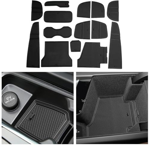 CDEFG Kompatibel mit Volvo XC60 Hybrid Recharge 2018-2024 2025 Gummimatten Mittelkonsole Antirutschmatten rutschfest Becherhalter Gummi Matte Armlehne XC60 2024 Zubehör (Schwarz)