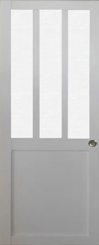 Porte Coulissante Atelier Blanc Vitre Depoli H204 X L73 Et 2 Coquilles Gd Menuiseries