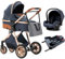 Gcarebb Kinderwagen 3 in 1 mit Isofix Basis, Kinderwagen Buggy Auto Babyschale, Mit Einem Klick Zusammenklappbarer Tragbarer Kinderwagen Komplettset, KombiKinderwagen Aluminiumrahmen für Neugeborene