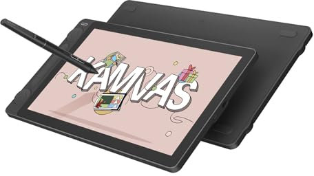 HUION Kamvas 13 Gen 3 Grafiktablett mit Display 2024, 13,3 Zoll Anti-Glare Glas Zeichentablett mit PenTech 4.0, 16384 Stiftdruck, 5 Drucktasten, Dual Dial Perfekt für Designer, Künstler, Schwarz