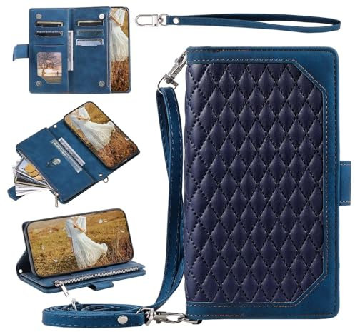 MBSLFY Handyhülle für Huawei Mate 20 lite Hülle, PU Leder Schutzhülle mit 9 Kartenfach, Flip Case Klappbar Stoßfeste Hülle für Huawei Mate 20 lite, Blau