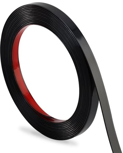 Hungbak Peel und Stick Wundformung Trim, flexibler PVC Streifen für Spiegel, Schrank, Fliesen Rund und DIY Wohndekoration (glänzend schwarz, 5m x 1cm)
