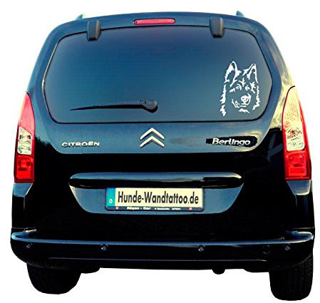 Altdeutscher Schäferhund Kopf Auto Wohnmobil Aufkleber für Scheibe, Glas, Wohnmobil, Wohnwagen, Wand (Weiß, 30cm)