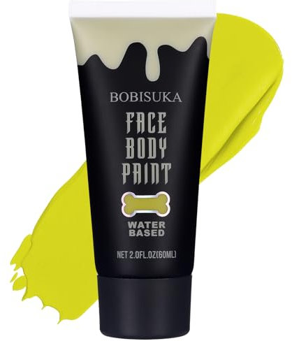 BOBISUKA Halloween Pintura Facial Verde Claro Lavable - Pinturas Corporales para Maquillaje Teatral, Carnaval, Fiesta, No Tóxico Resistente al Agua Larga Duración