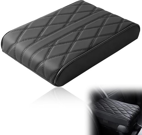 Mittelarmlehne Polster, Leather Car Armrest Box Pad Armlehnen Polster Auto Armlehnen Auflage Leder Armlehnenabdeckung für Fahrzeuge Armlehne (Schwarz)