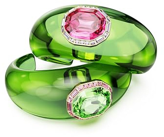 Swarovski Dulcis Collection Cuff Set, Octagon cut, Pavé, Multicolored, Gold-tone plated