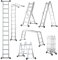 HOMFME 3.7M/12FT Folding Ladder, 7 in 1 Heavy Duty Aluminium Telescopic Ladder with Locking Hinges and Stabilizer Bars, Portable Multi-purpose Extension Combination Step Ladder, 150KG Load Capacity