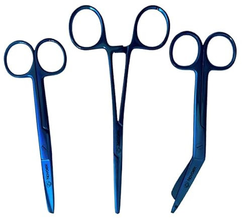 Set de ciseaux d'infirmière Feuilles bleues - Ciseaux à bandages - Accessoires infirmiers - Ciseaux de premiers secours - Ciseaux médicaux - Kocher - Cadeau pour infirmière