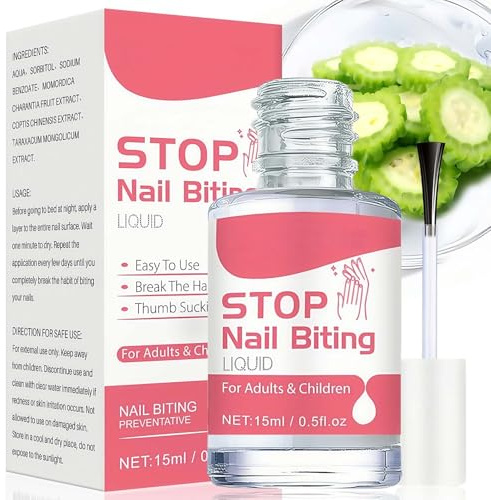 Nail Niting Prevention with Anti Nail Biting Nail Polish - Fast Stop for Adults & Children - Strengthen Nails & Prevent Biting. Easy Application, Long-Lasting Protection