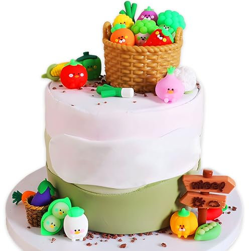 JeVenis Mini Corn Carrots Peas Eggplants Cake Topper Locally Grown Baby Shower Decorations Farmers Market Decor Farmers Market Supplies Farm Baby Shower Decorations