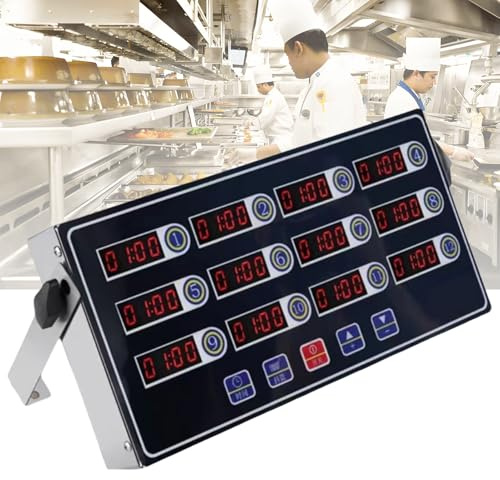 Minuterie Numérique LED Professionnelle Commerciale À 12 Canaux, Fournitures de Cuisine de Restaurant, avec Panneau Étanche Et Fonction Mémoire, for la Cuisson