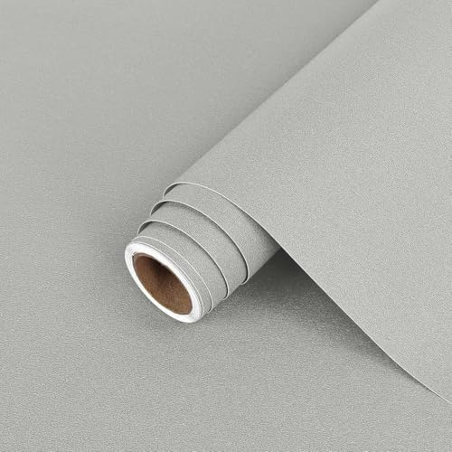 Arthome Mat Papier Adhesif pour Meuble,Auto Adhesif Papier Peint Solide Texturé Peel and Stick Film Vinyle Décoratif Autocollant pour Comptoir,Armoires,Revêtement Mural,Gris Mat,44cmx6m