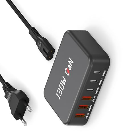 USB C Schnellladegerät PPS 6-Port Ladestation Ladegerät GaN Netzteil kompatibel für iPhone 17/16/15-8 Pro Max,iPad,Google,Samsung Galaxy S24 Ultra,S25 Ultra,S26/S25/S24/S23/S22 USB Mehrfach Ladegerät