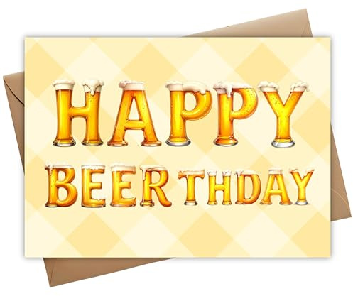RAFFISSHOP Lustige Geburtstags-Klappkarte „Happy Beerthday“ – Bier Motiv – inkl. Naturumschlag – witzige Geburtstagskarte für Bierliebhaber
