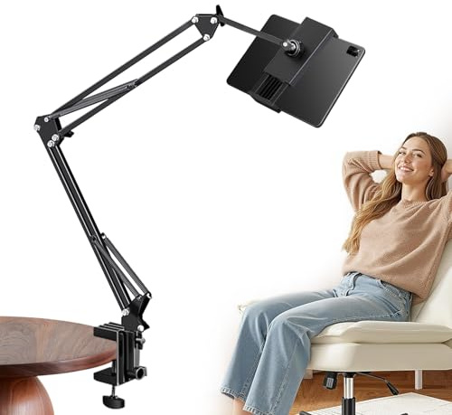 Awizik Tablet Halterung für Bett, 360° Drehbarer Handyhalter, Verstellbarer Klemmhalter, Universalhalterung für 4-13 Zoll Tablets und Phone, Kopfteil Schreibtisch Halterung