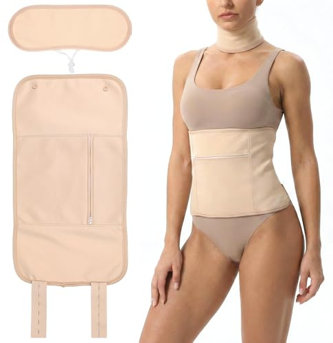 HJZHII 2 Stück Castor Oil Pack Kit, Rizinusöl Packung Rizinusöl Packungen | Wiederverwendbare Bauch Hals Rizinusölpackung Verstellbare Elastische Träger Castor Oil Wrap für Bauch Hals(Ohne Rizinusöl)