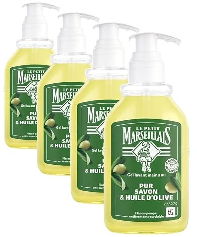 Le Petit Marseillais, Gel Lavant Mains Pur Savon & Huile d'Olive, 300 ml (Lot de 4)