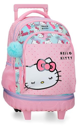 Sanrio Hello Kitty Bows zaino per bambini, zaino scolastico in poliestere, tasche laterali, spallacci larghi e regolabili, Joumma Bags