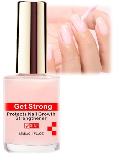 3 In 1 Nail Strengthener, Nail Strengthener & Hardener for Weak Nails, Nails Hardener Extra Strong and Growth, Quick Dry Strengthening Na/il Polish, Na/il Repair for Damaged, Weak, Thin Na/ils