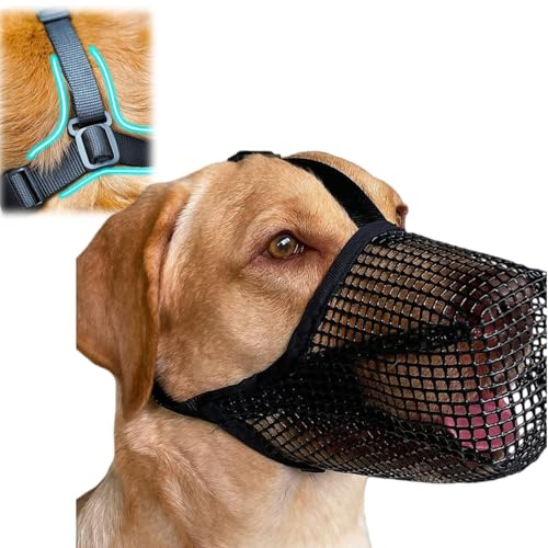 Fressschutz für Hunde Netzmaulkorb Hund,Weicher,Verstellbarer Hundemaulkorb,langlebiger Fressschutz Hund,atmungsaktiver Netzmaulkorb,für Kleine Hunde bis Golden Retriever, Stabil & Pflegeleicht,L