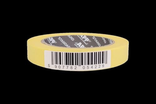 APP Standard 60°C - Ruban de masquage pour peinture 18 mm | Ruban masquage pour peinture, vernis, et rénovation | Résistant aux températures allant jusqu'à 60°C | Jaune | 45 m x 18 mm