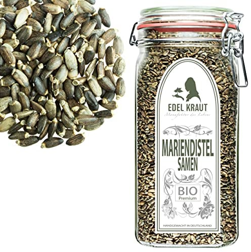 Mariendistelsamen BIO 750g im Premium Drahtbügelglas | EDEL KRAUT - 100% naturreine Mariendistel Samen ganz - kbA - milk thistle seeds
