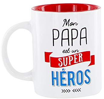 DITES LE AVEC DES MOTS MO0554 Mug Papa M12 Céramique Rouge 12 x 8,20 x 9,70 cm