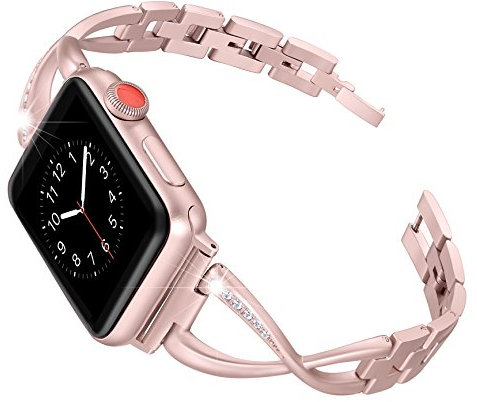 Secbolt per Apple Watch 42 mm, in acciaio INOX, cinturino per Bling x-link per iWatch serie 3, Serie 2, serie 1, Nike +, sport, Edition, 4 colori disponibili, Oro rosato, 42mm