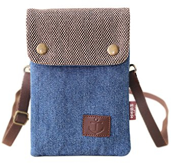 Canvas Handy Umhängetasche, Schultertasche Kosmetiktasche Universal Handytasche zum Umhängen Brieftasche Geldbörse Kleine Tasche für Damen Kinder für iPhone XS X 8/7/6 Plus Galaxy Huawei Sony