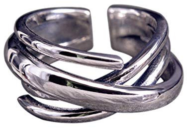 NicoWerk Damen Silberring Gewickelt aus 925 Sterling Silber Breit Glatt Schlicht Durchbrochen Verstellbar Offen SRI454