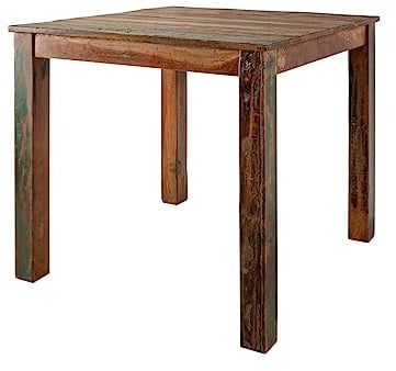 MASSIVMOEBEL24.DE | Nature of Spirit Kleiner Esstisch aus Massivholz #124 | aus Altholz - Mehrfarbig, lackiert | im Retro-Stil | 80x80x76 | Massivholztisch Esszimmertisch