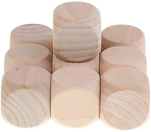 POFET 10 Stück Leere Holzwürfel D6 3 cm Spielwürfel für DIY-Dekorations- und Bastelprojekte