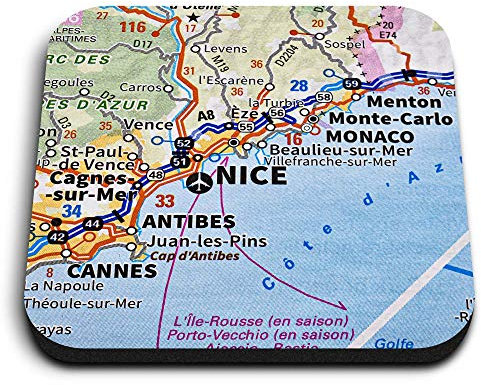 1 x Square MDF Fridge Magnet - Nice City France French Travel Map 45872