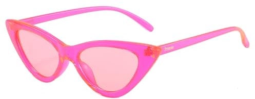 Przene Lunettes de soleil œil de chat pour femme, couleur bonbon, petite monture tendance, œil de chat 6581, Verres rose fluo/rose, 54-18-140