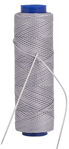 Shelver Waxed Thread, Strong Thread for Leather, Upholstery, Shoe, Bag, incl. Needle (Colour: Light Grey)