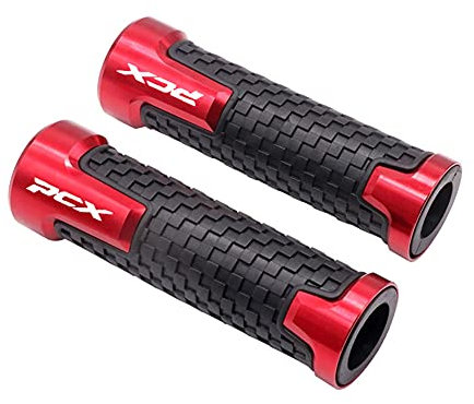 Motorrad Lenkergriffe, Universal Motorrad Lenkergriffe Gasgriff Rutschfeste Motorradgriffe Lenkergriffe Griff Aluminium Griffe Abdeckungen für Meisten Motorrand/Roller,Rot