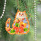 Lustiger Christbaumschmuck Katze Holz Beidseitig Handgefertigt 8.5 х 7 х 0.5 cm Ukrainische Volkskunst Katzenliebhaber Geschenk Tiere Baumanhänger Handbemalte Weihnachtsdekoration