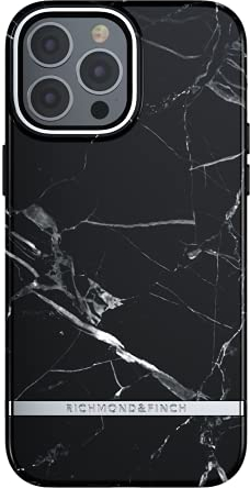 RICHMOND & FINCH Phone Case Compatible with iPhone 13 Pro Max, Black Marble Design, 6.7 Inches, Shockproof, Raised Edges, Fully Protective Phone Cover