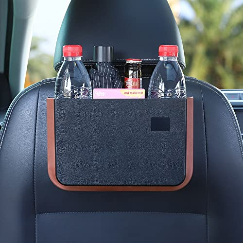 Newdayone Car Rubbish Bin Silicone Small Foldable Hanging Bin Tidy for Back of Seat, Black