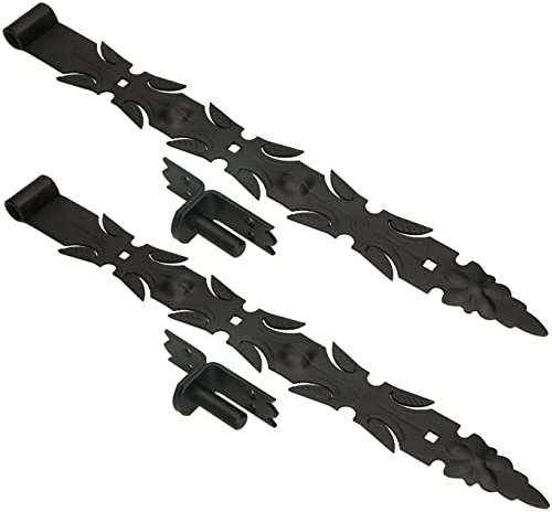 KOTARBAU® Lot de 2 charnières de portail en fer forgé avec gonds - 600 mm - En acier inoxydable - Revêtement par pulvérisation
